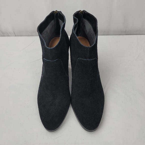 Tesori Black Suede Leather Block Heels Annkle Boots size 7.5 - Picture 2 of 7